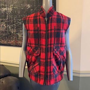 Vintage Northern Summit Sherpa Plaid Wool Vest